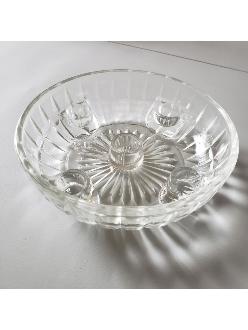 Vintage Clear Glass 5 Candle Holder Centerpiece L.E. Smith Style 7"